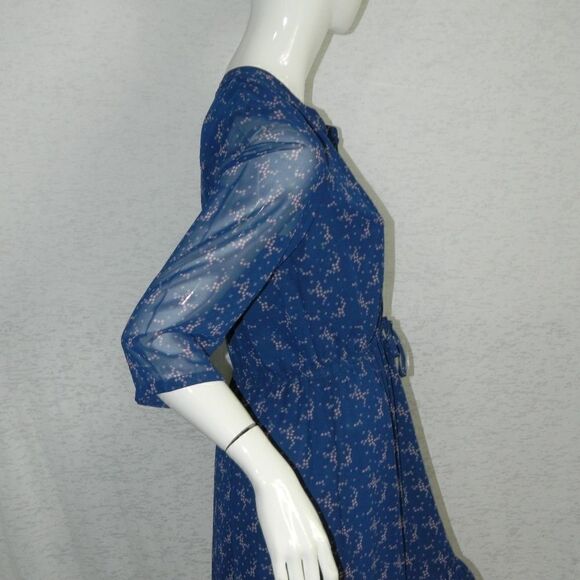 Modcloth Dress Navy Blue with Pink Stars Drawstring Waist Mini Dress Large - Picture 4 of 7